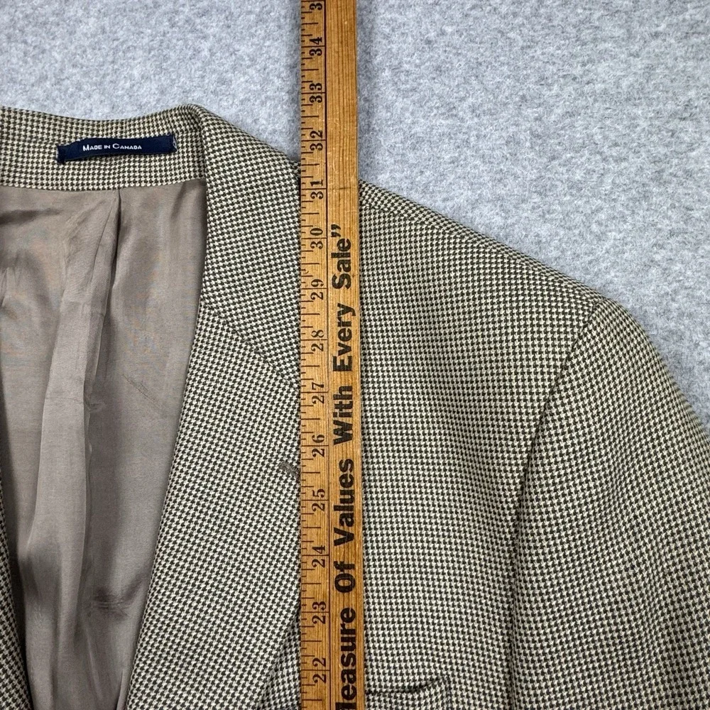 VTG Chaps Ralph Lauren Silk Blend Houndstooth Blazer Mens 42R Sport Coat Preppy